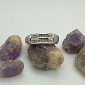 10K White Gold .25 CT Diamond Men's Ring